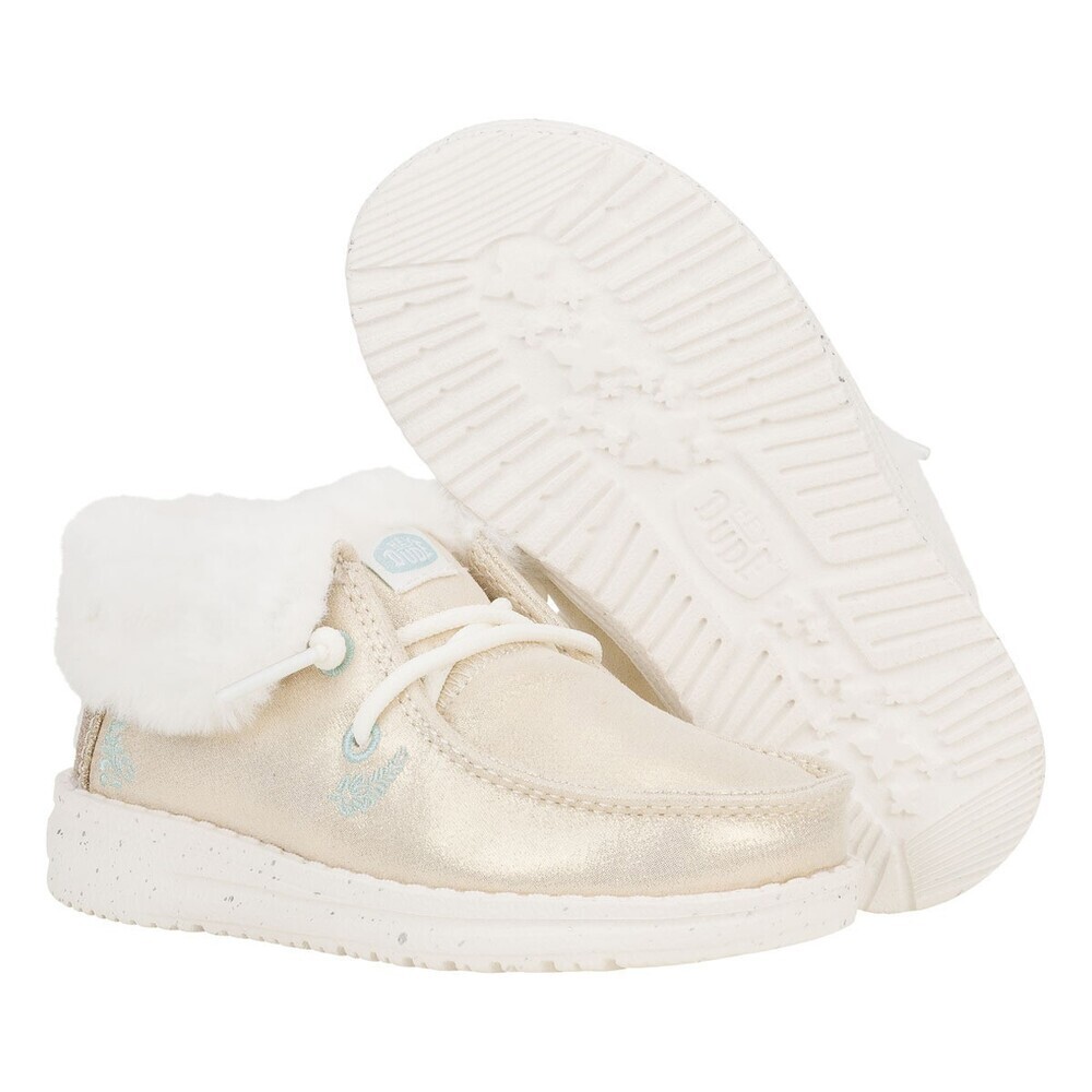 Hey Dude Wendy Fold Toddler Metallic Gold Faux Fur Collar Slip-On Shoes ZOGG2038